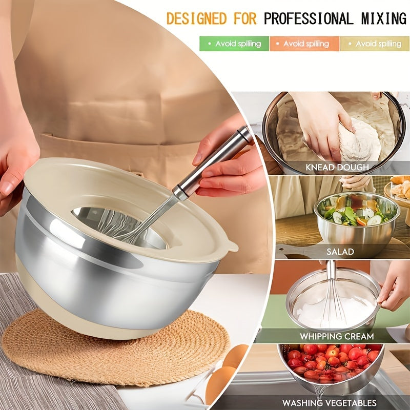 26PCS Heavy-Duty Stainless Steel Mixing Bowls with Airtight Lids