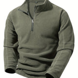 Men's Half-Zip Standing Collar Sweatshirt - Thermal Pullover