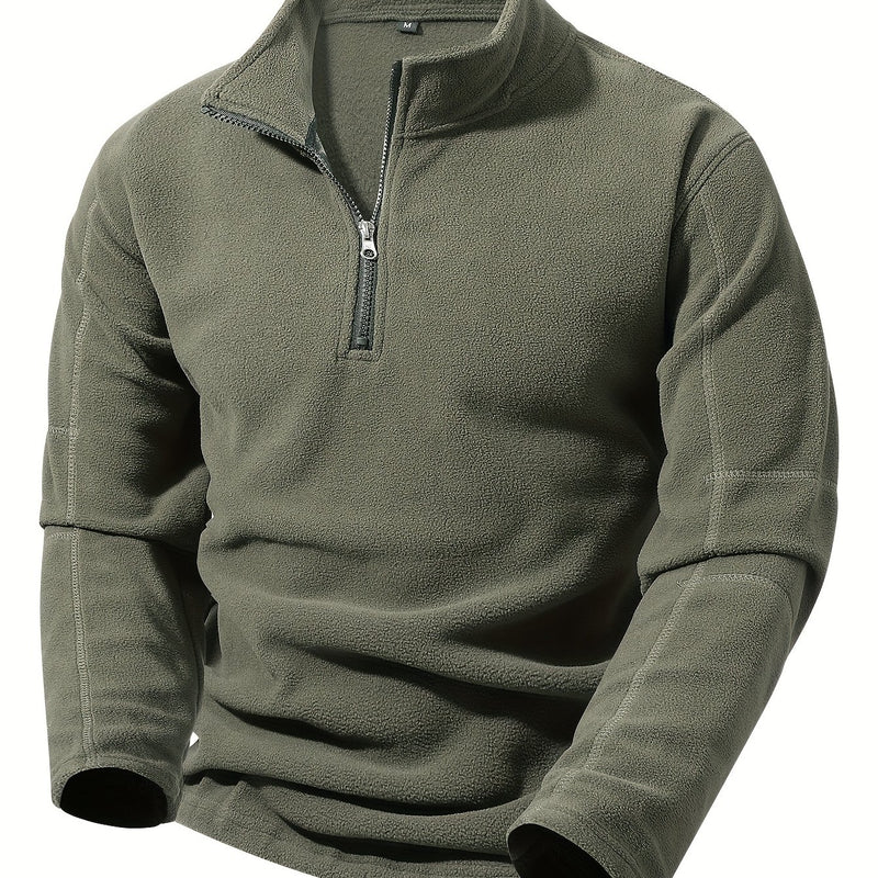 Men's Half-Zip Standing Collar Sweatshirt - Thermal Pullover