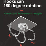 16pcs Large-sized Transparent Self-adhesive Hooks, with Strong Load-bearing Capacity