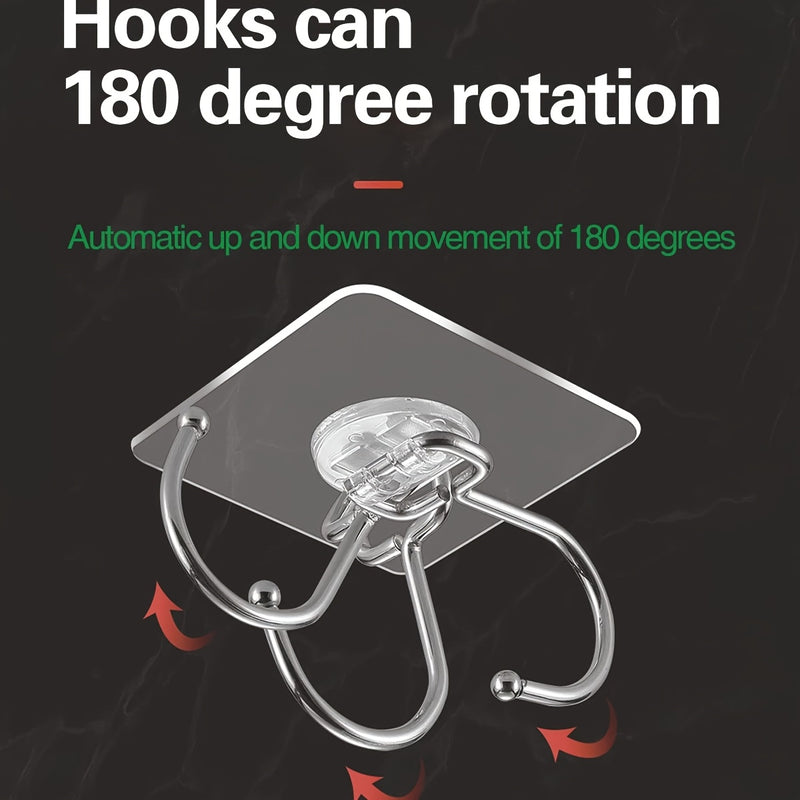 16pcs Large-sized Transparent Self-adhesive Hooks, with Strong Load-bearing Capacity