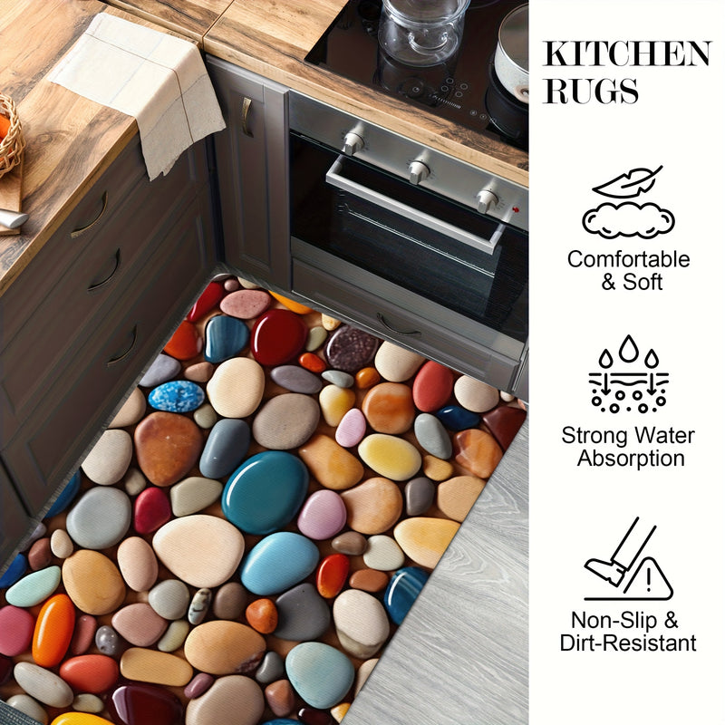 1pc Colorful Pebble Pattern Doorway Mat