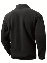 Men's Half-Zip Standing Collar Sweatshirt - Thermal Pullover
