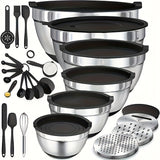 26PCS Heavy-Duty Stainless Steel Mixing Bowls with Airtight Lids