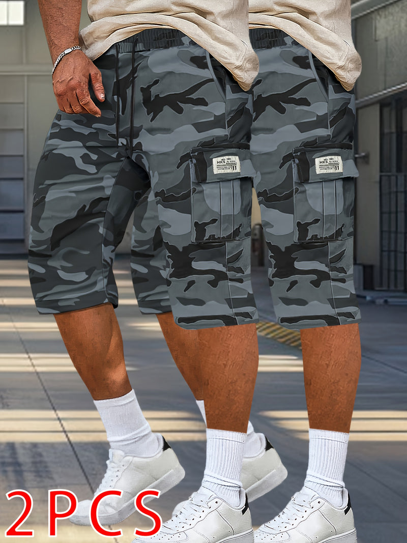 2pcs Men's Outdoor Camouflage Cargo Shorts