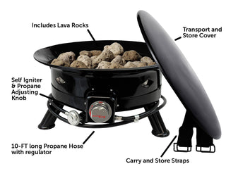 Flame King Outdoor Portable Propane Gas 24" Fire Pit Bowl