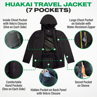 The Huakai Travel Rain Jacket - Black