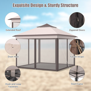 11 x 11 Feet 2-Tier Portable Pop-Up Gazebo Tent with Carry Bag Mesh