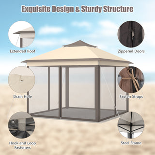 11 x 11 Feet 2-Tier Portable Pop-Up Gazebo Tent with Carry Bag Mesh