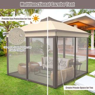 11 x 11 Feet 2-Tier Portable Pop-Up Gazebo Tent with Carry Bag Mesh