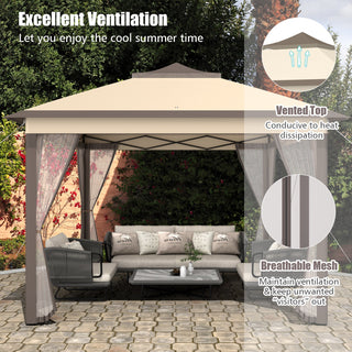 11 x 11 Feet 2-Tier Portable Pop-Up Gazebo Tent with Carry Bag Mesh