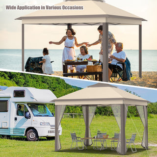 11 x 11 Feet 2-Tier Portable Pop-Up Gazebo Tent with Carry Bag Mesh