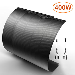 Nurzviy 2PCS 200W Flexible Solar Panels, Including Two 1-to-2 Connecting Cables