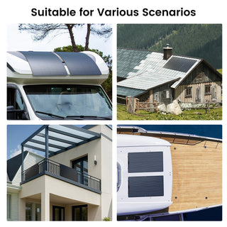Nurzviy 2PCS 200W Flexible Solar Panels, Including Two 1-to-2 Connecting Cables