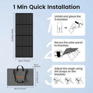 Nurzviy New Type 400W Portable Solar Panel Lightweight Monocrystalline Suitcase（only have two brackets available at the moment）