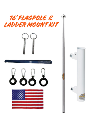 RV Telescopic Flagpole + Ladder Mount Kit