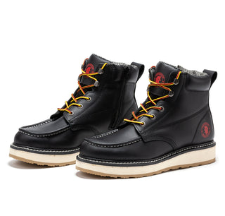 Magnolia Men's Black Soft Toe Zip Sided Wedge Work Boots