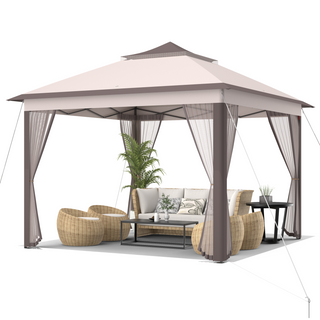 11 x 11 Feet 2-Tier Portable Pop-Up Gazebo Tent with Carry Bag Mesh