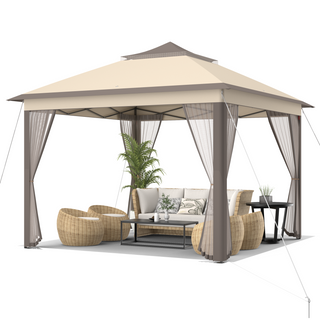 11 x 11 Feet 2-Tier Portable Pop-Up Gazebo Tent with Carry Bag Mesh
