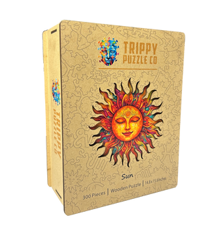 Sun Shaped 300 Piece Wooden Jigsaw Puzzle | Trippy Puzzle Co