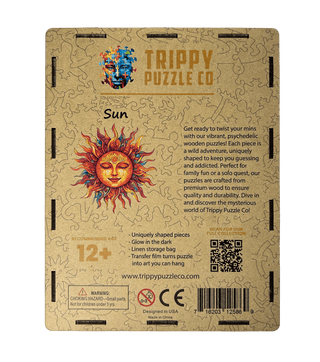Sun Shaped 300 Piece Wooden Jigsaw Puzzle | Trippy Puzzle Co